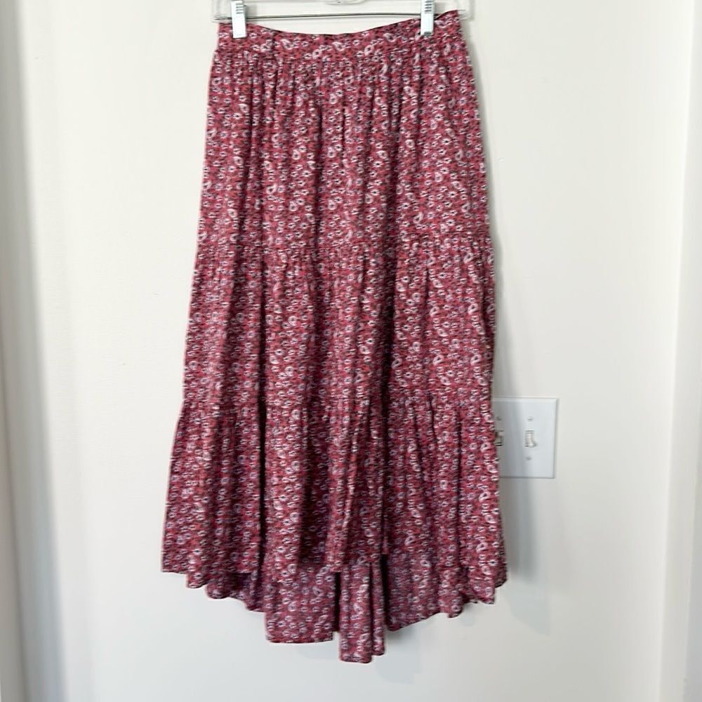 Xirena Floral Hi/Lo Tiered Midi Skirt M